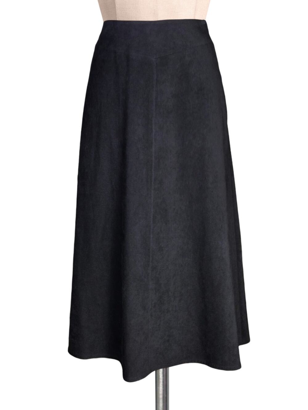 Talbots Faux Brushed Suede Feel Material Black Midi Skirt 4